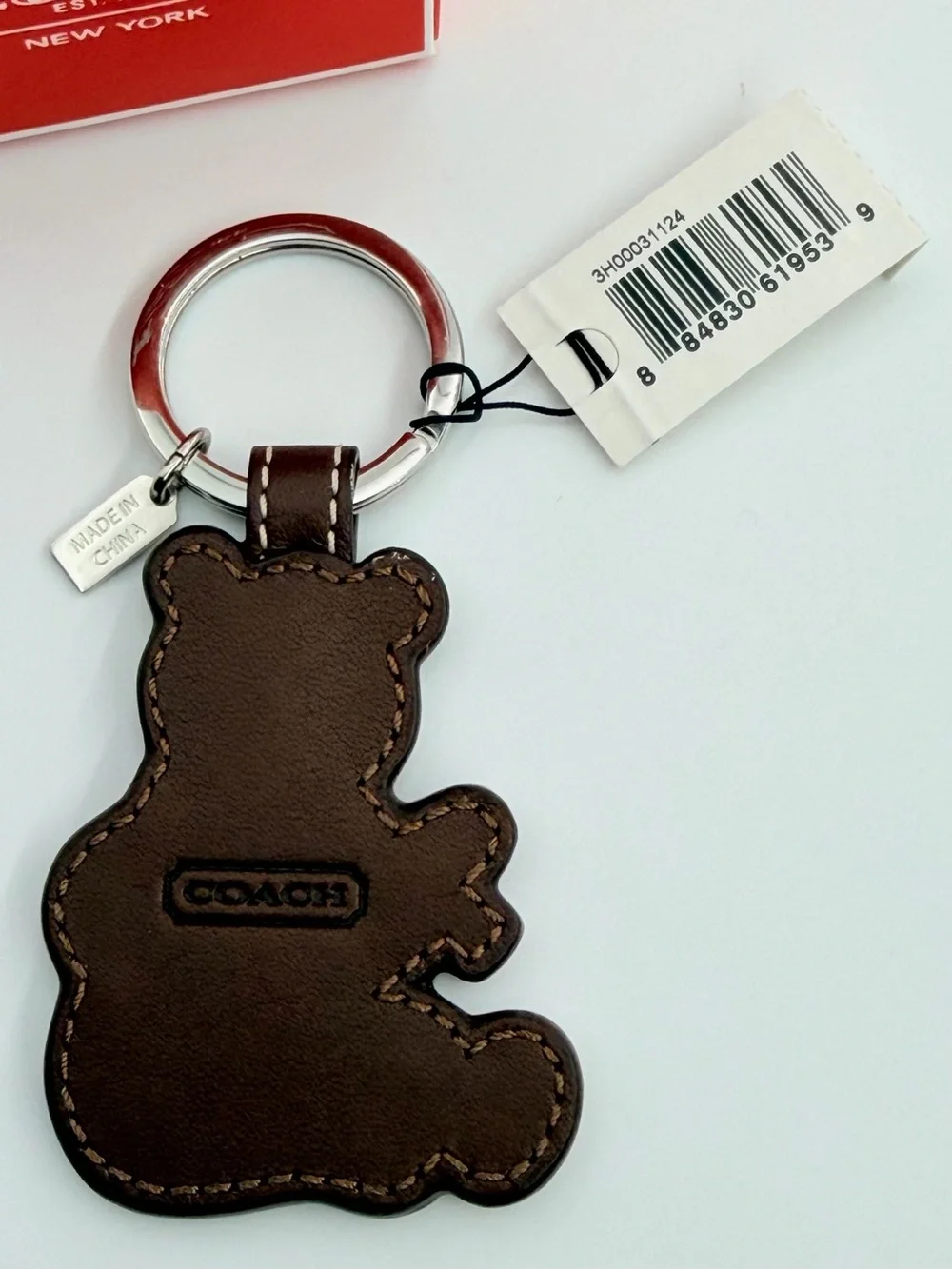 VINTAGE NWT Coach Leather Teddy Bear Bag Charm Keyfob